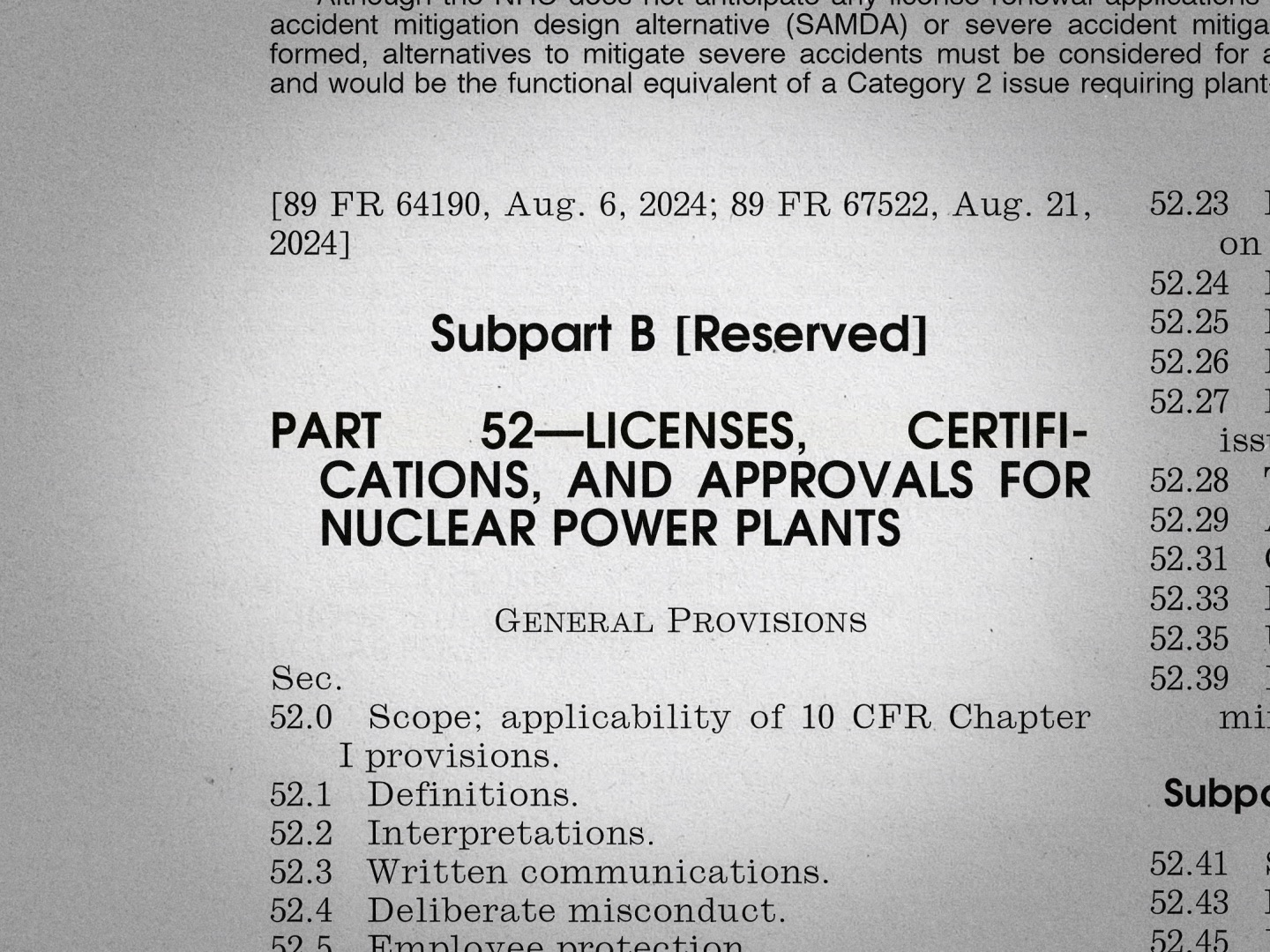NRC regulatory document for nuclear power plants