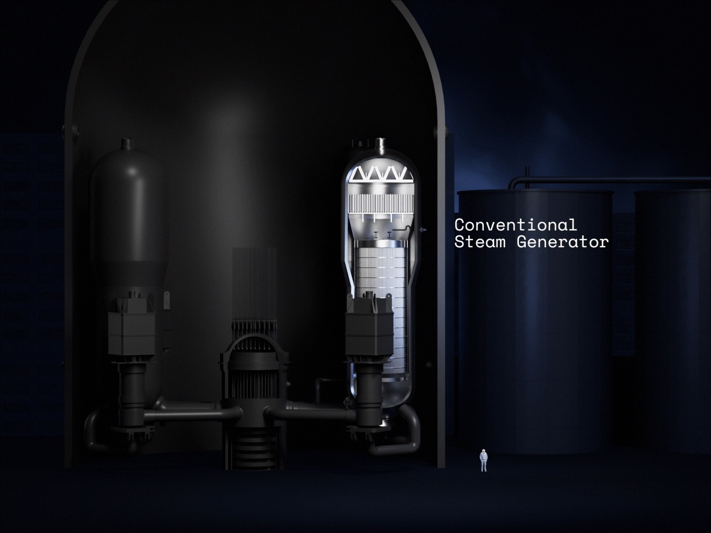 Conventional steam generator cutaway